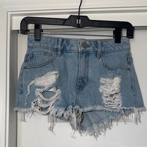 PacSun Light Blue Distressed Jean Shorts